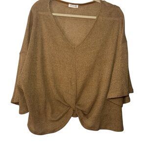 BUCKETLIST Brown V-Neck Sweater with Oversized Fit